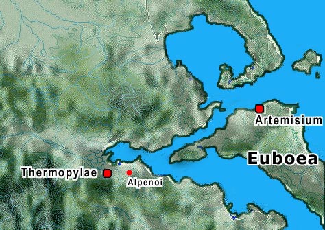 Map of Thermopylae and Artemisium area