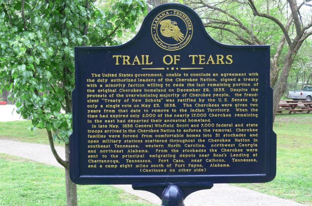 Color photograph of Trail of Tears marker