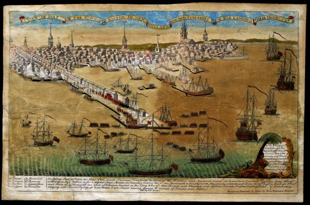 Paul Revere, "A View of Part of the Town of Boston in New England and Brittish Ships of War Landing Their Troops, 1768," Boston, 1770.