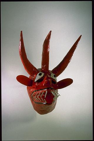 This devilish mask shows the characteristic style of its maker, Leonardo Pagán. 