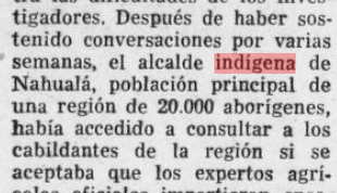 Newspaper Clipping featuring the word "indigena"