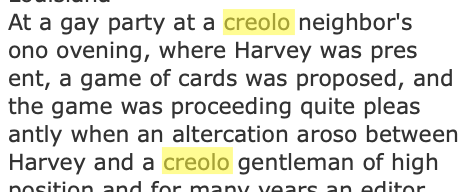 "Creolo" in Newspaper Text