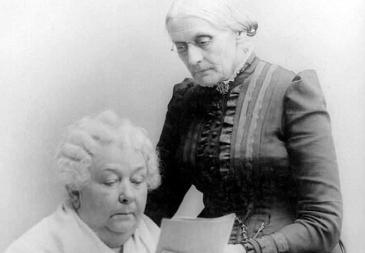 Portrait of Elizabeth Cady Stanton (seated) and Susan B. Anthony.