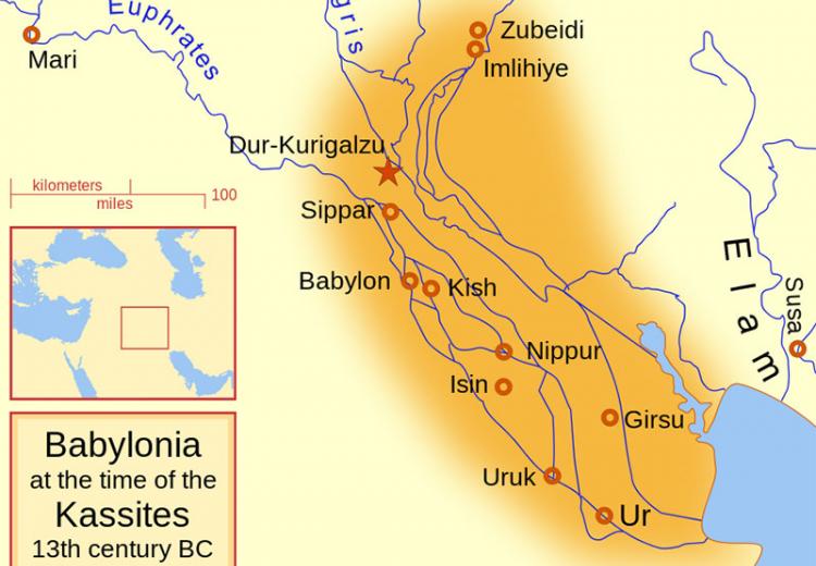 A map of the Babylonian Empire during the time of the Kassites, roughly the 13th century BC.