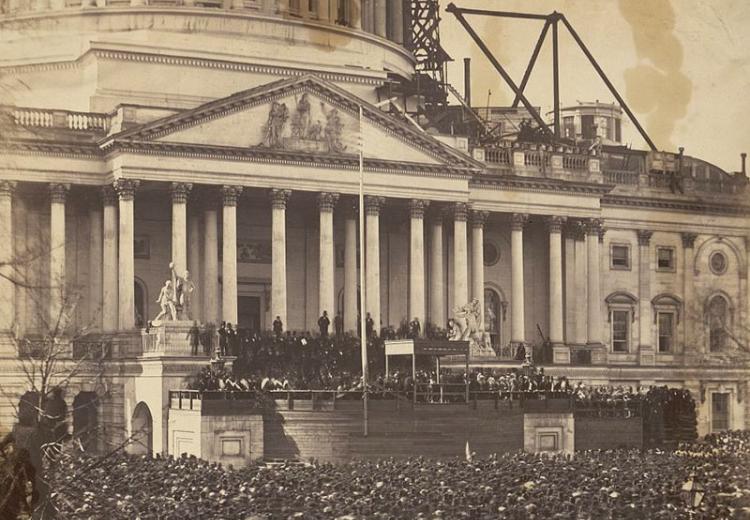 Photo of Lincoln's inauguration, March 4, 1861. The nation was on the brink of war.
