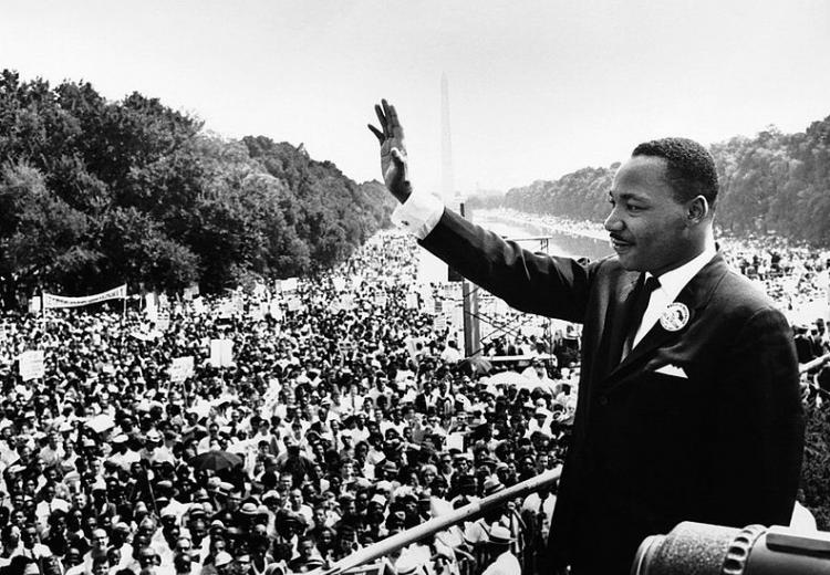 Martin Luther King Jr. addresses a crowd from the steps of the Lincoln Memorial where he delivered his famous, “I Have a Dream,” speech during the Aug. 28, 1963, march on Washington, D.C.