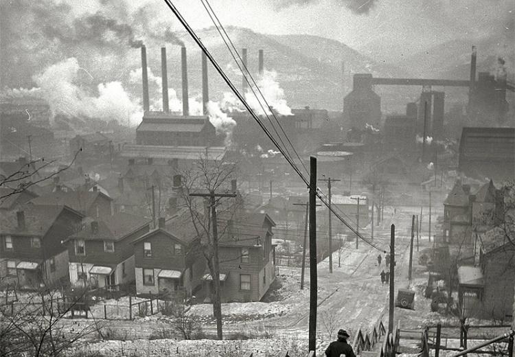 Steel mills in the Hazelwood neighborhood of Pittsburgh, Pennsylvania.