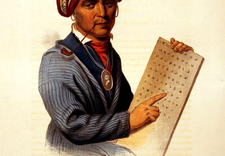 Sequoyah, inventor of the Cherokee syllabary, 1836.