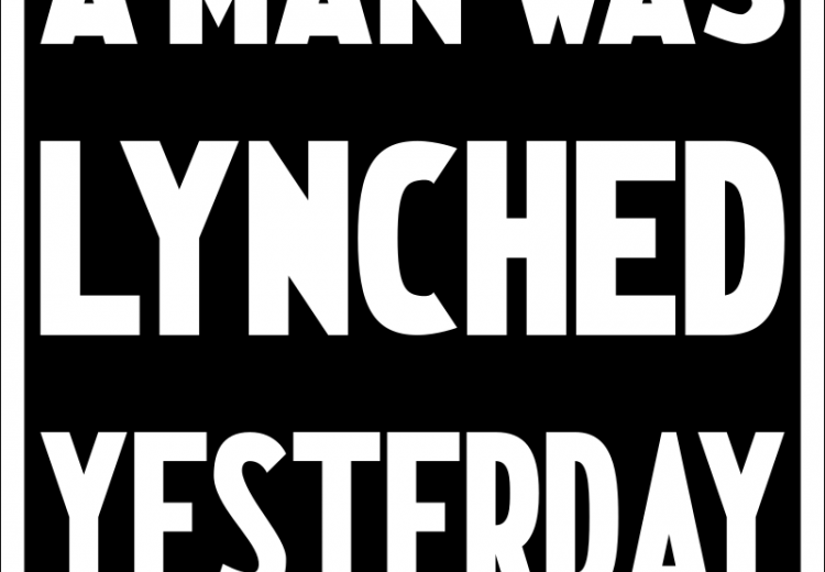 Replica of the NAACP's "A Man Was Lynched Yesterday" flag that was flown at the NYC headquarters during the 1920s and 30s. 