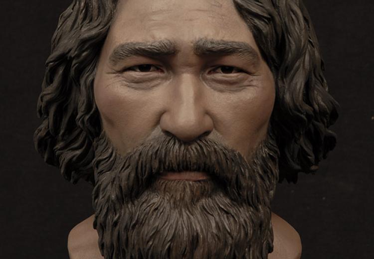Sculpted bust of Kennewick Man by StudioEIS with Jiwoong Cheh; based on forensic reconstruction by Amanda Danning.