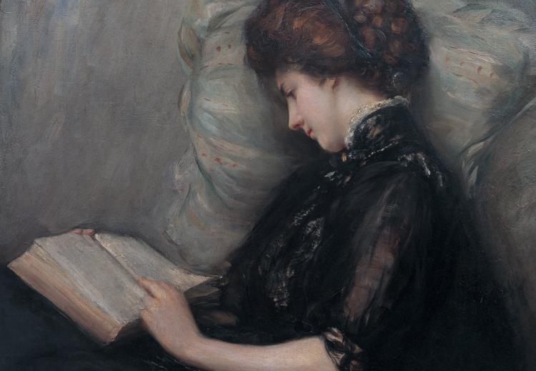 Lady Reading Poetry, by Ishibashi Kazunori, Shimane Art Museum, Matsue, Shimane, Japan (1906)