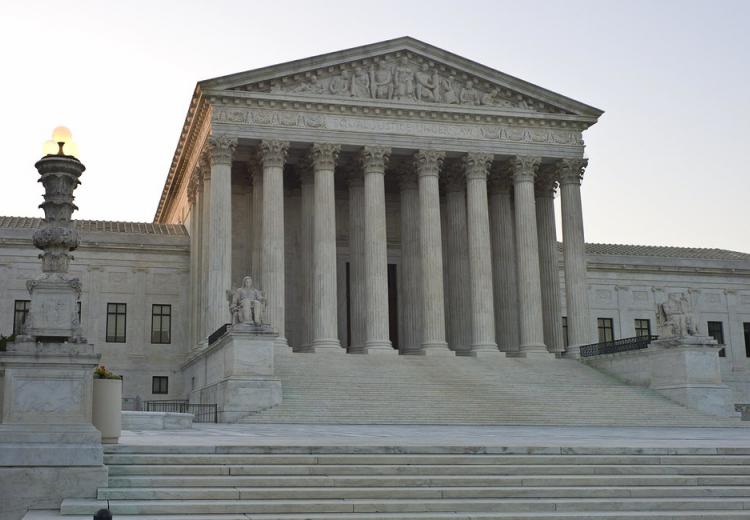 Built in 1935, the Supreme Court building sits across the street from the Capitol building in Washington D.C.