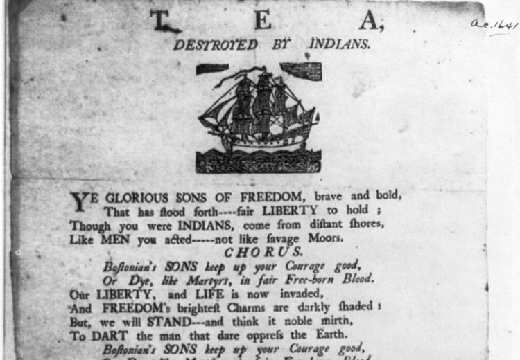 Poem honoring the Boston Tea Party, Dec. 1773.