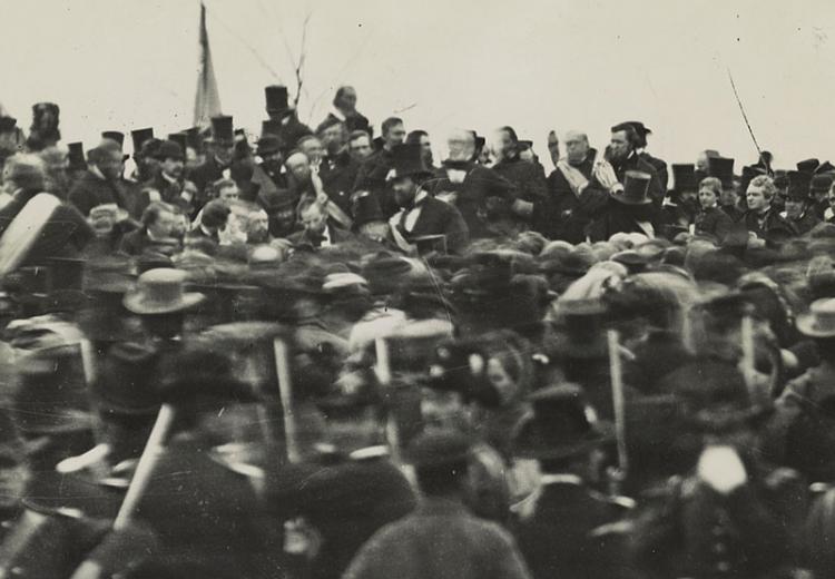 Photo of Lincoln at Gettysburg dedication