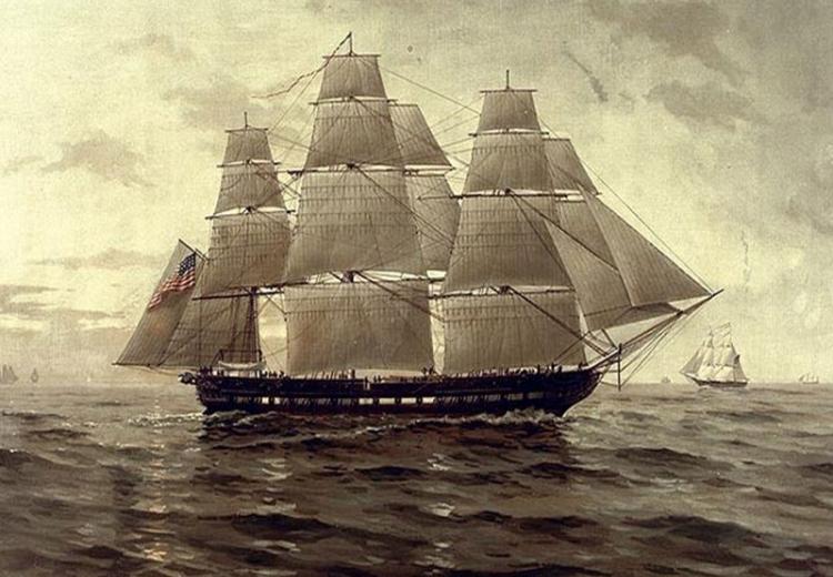USS Chesapeake, painting by F. Muller.